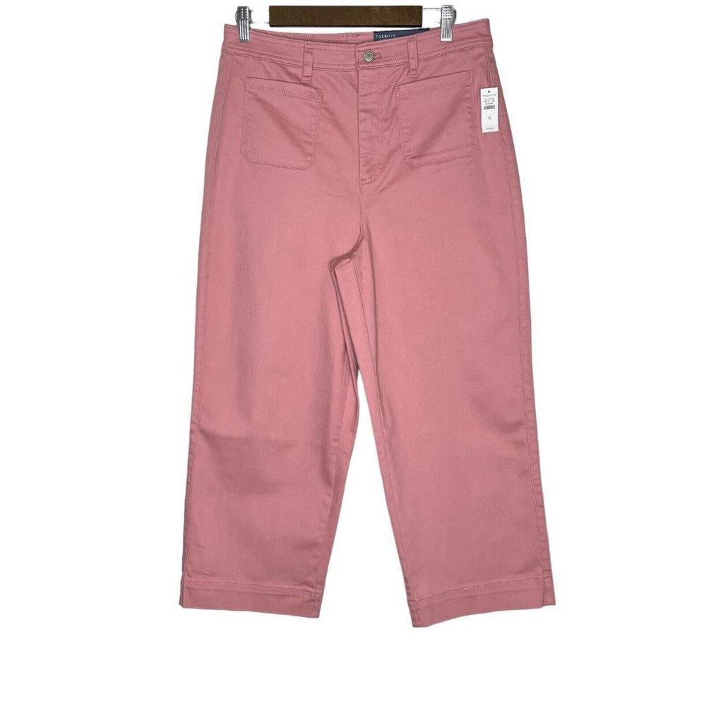 Talbots Flawless NWT Pink High Waist Wide Crop Pants Size 10